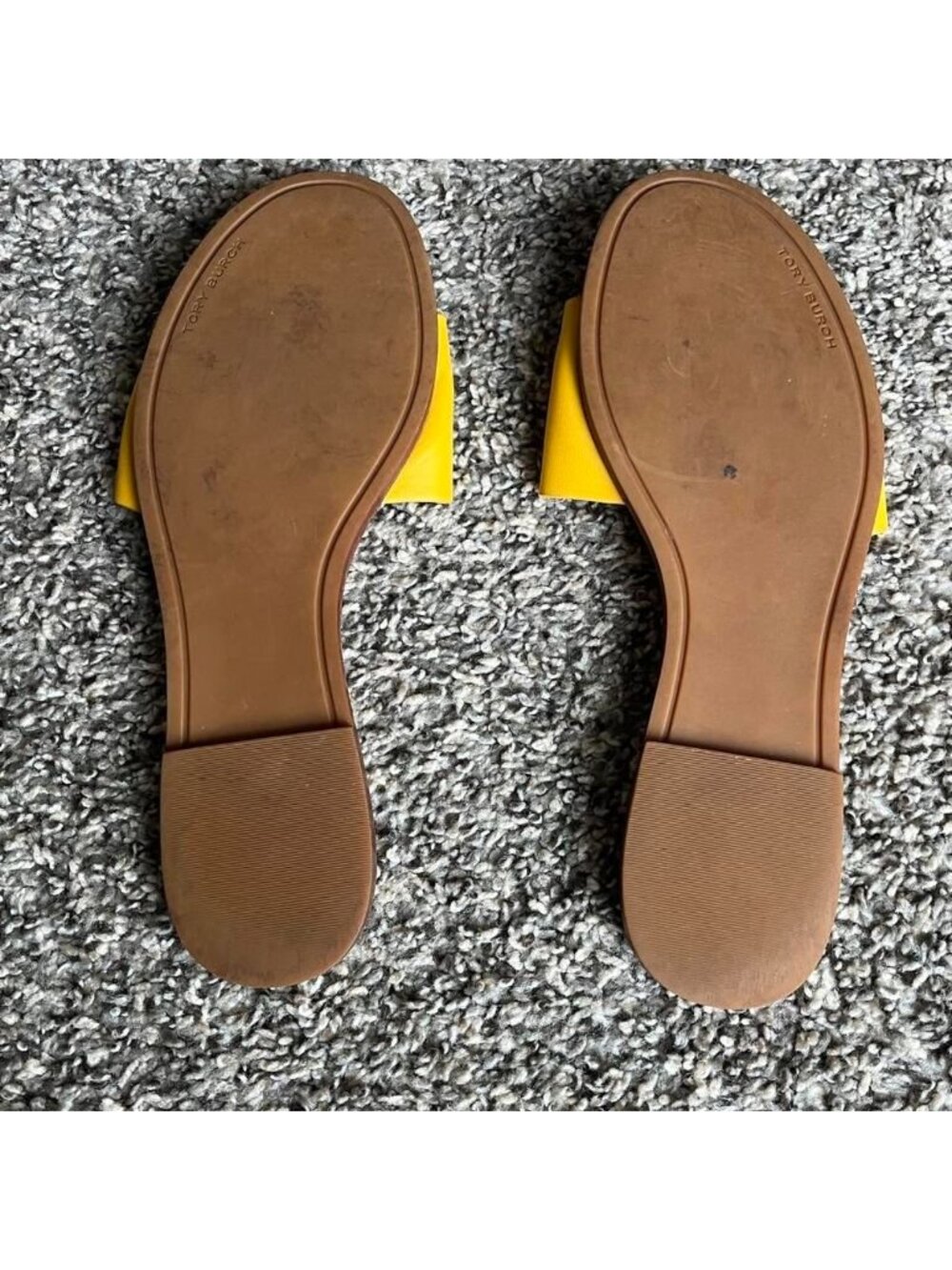 Tory Burch Ines Double T Sport Slide Yellow Size 9M Summer Beach Preppy Luxury - Picture 5 of 7